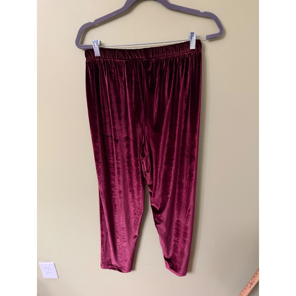 Carolyn Taylor Burgundy Velvet‎ Pants Womens Medium Elastic Waist Stretchy